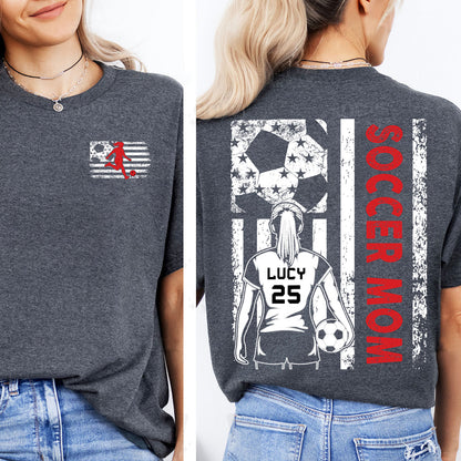 Custom Soccer Mom Shirt | Personalized Custom Name and Number T-shirt | Gift for Mom | Gift for Wife | Front & Back Shirt 682435