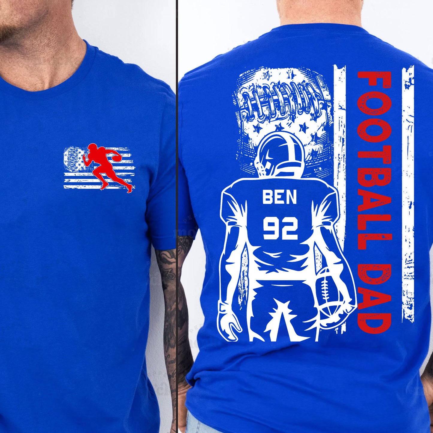 Custom Football Dad Shirt | Personalized Custom Name and Number T-shirt | Father's Day Dark Shirt Gift | Gift for Dad | Gift for Husband | Front & Back Shirt 682437