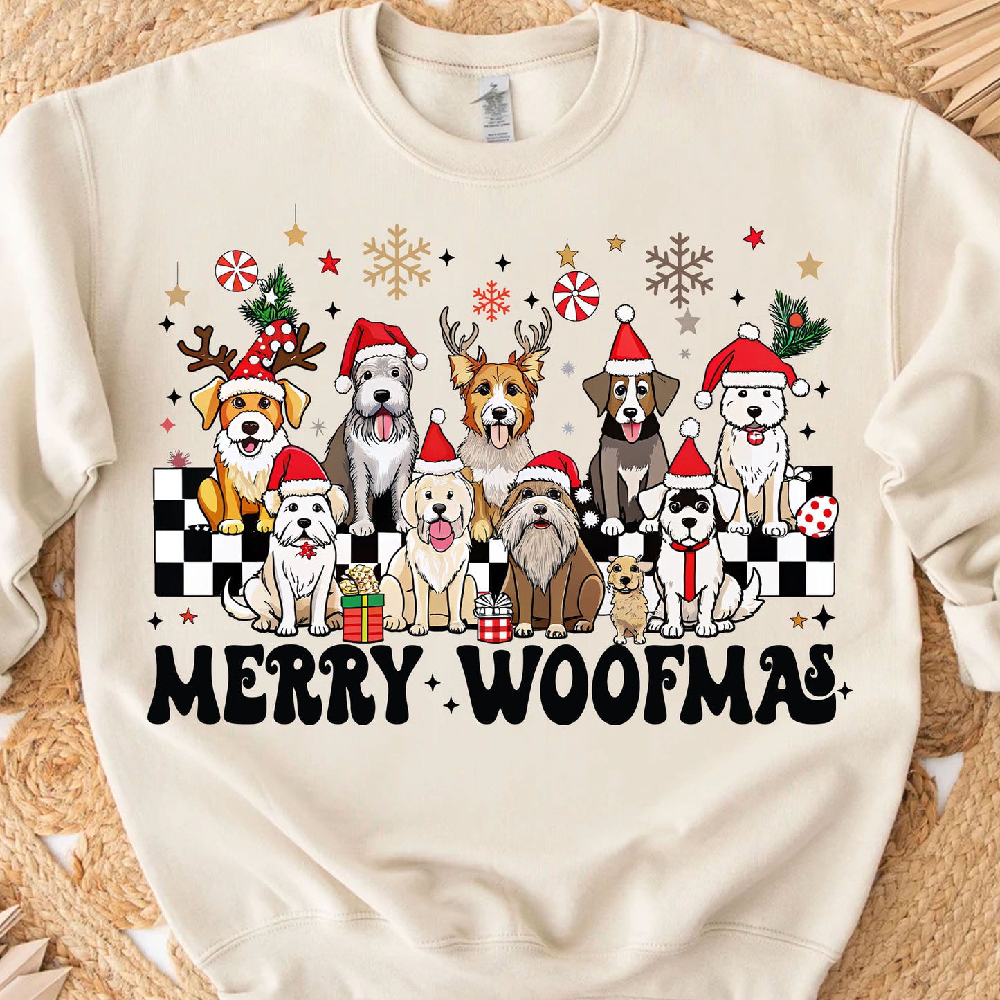 Merry Woofmas Sweatshirt, Pet Lovers Christmas Sweatshirt, Happy Christmas Ugly Sweatshirt - K1492