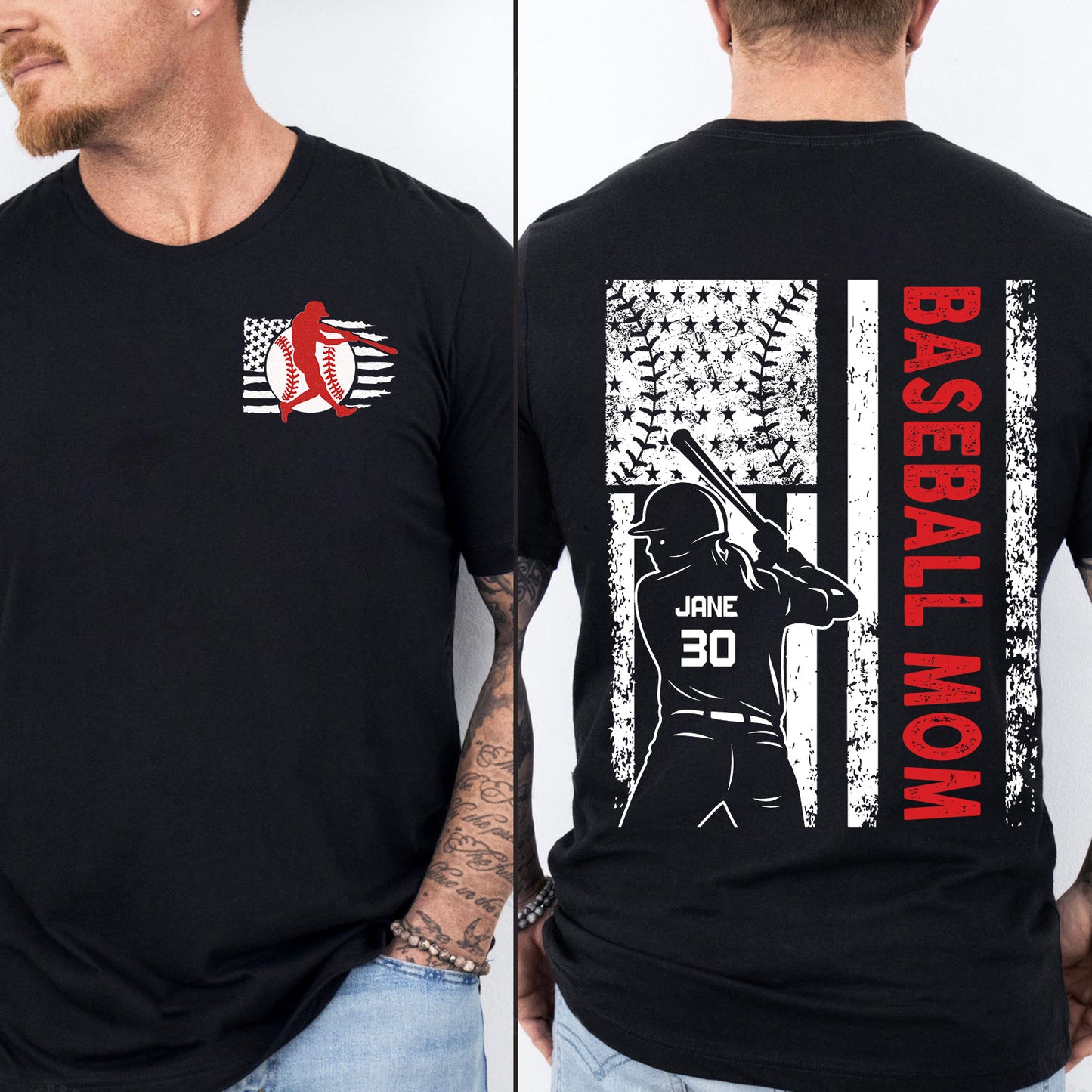 Custom Baseball Mom Shirt | Personalized Custom Name and Number T-shirt | Gift for Mom | Gift for Wife | Front & Back Shirt 682241