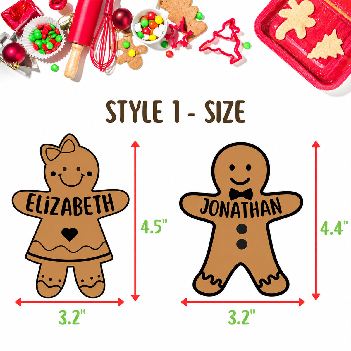 Personalized Gingerbread Cookie Cutter & Stamp, Custom Name Boy Girl Christmas Cookie Stamp 686774 WFD
