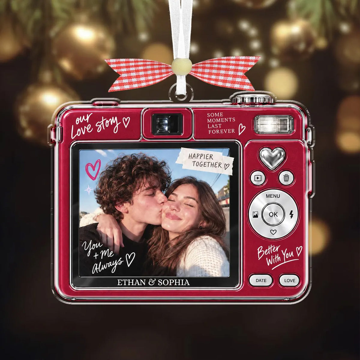 Custom Photo Couple Digital Camera Acrylic Ornament, Personalized Christmas Ornament, Gift for Couple 686517 WFD