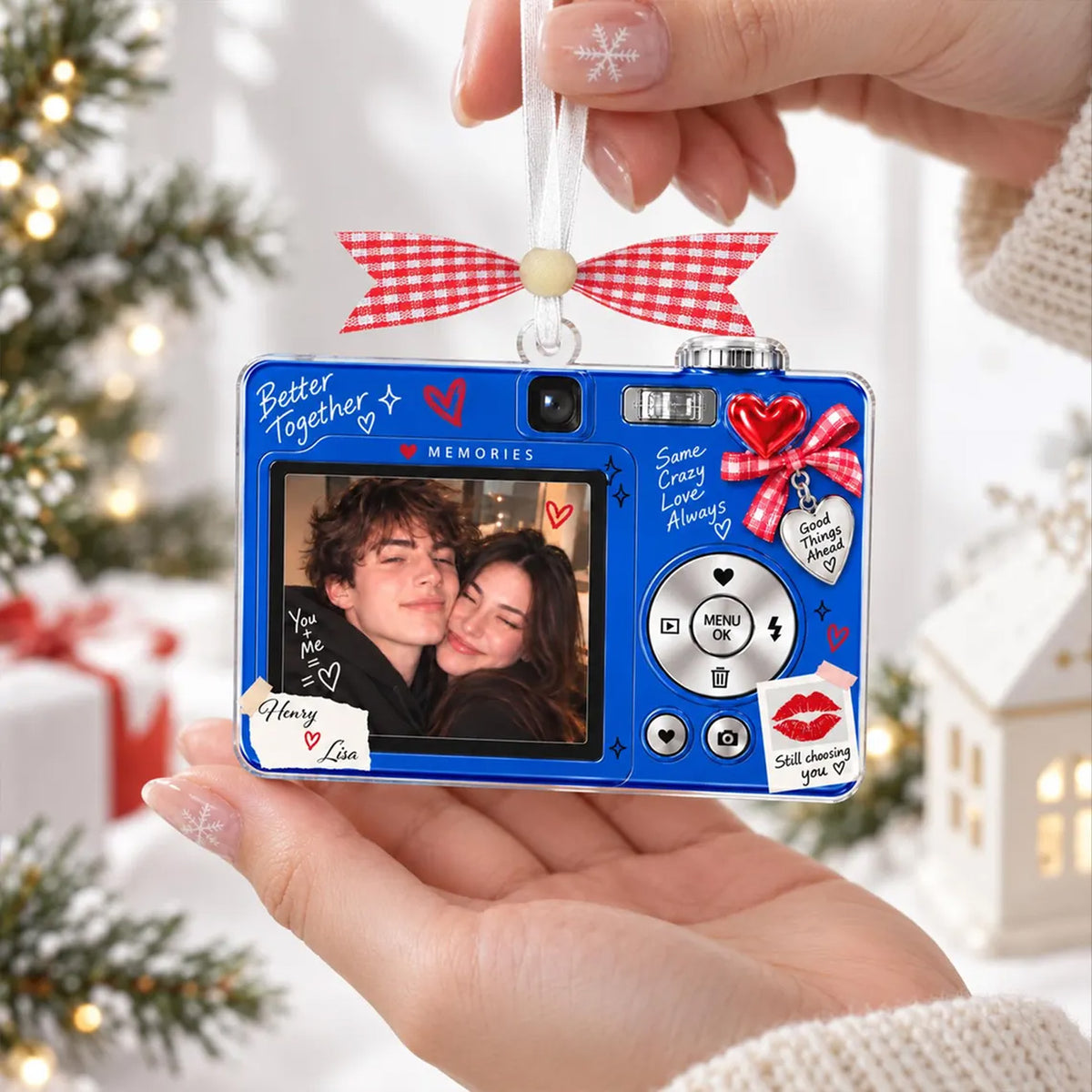 Custom Photo Couple Digital Camera Acrylic Ornament, Personalized Christmas Ornament, Gift for Couple 686517 WFD