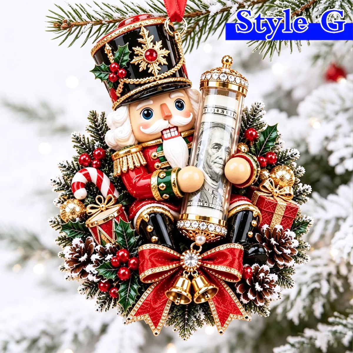 Personalized Christmas Animal Acrylic Money Holder Ornament, Custom Name Cash Gift, Cute Holiday Tree Decoration 686939 WFD
