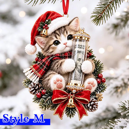 Personalized Christmas Animal Acrylic Money Holder Ornament, Custom Name Cash Gift, Cute Holiday Tree Decoration 686939 WFD