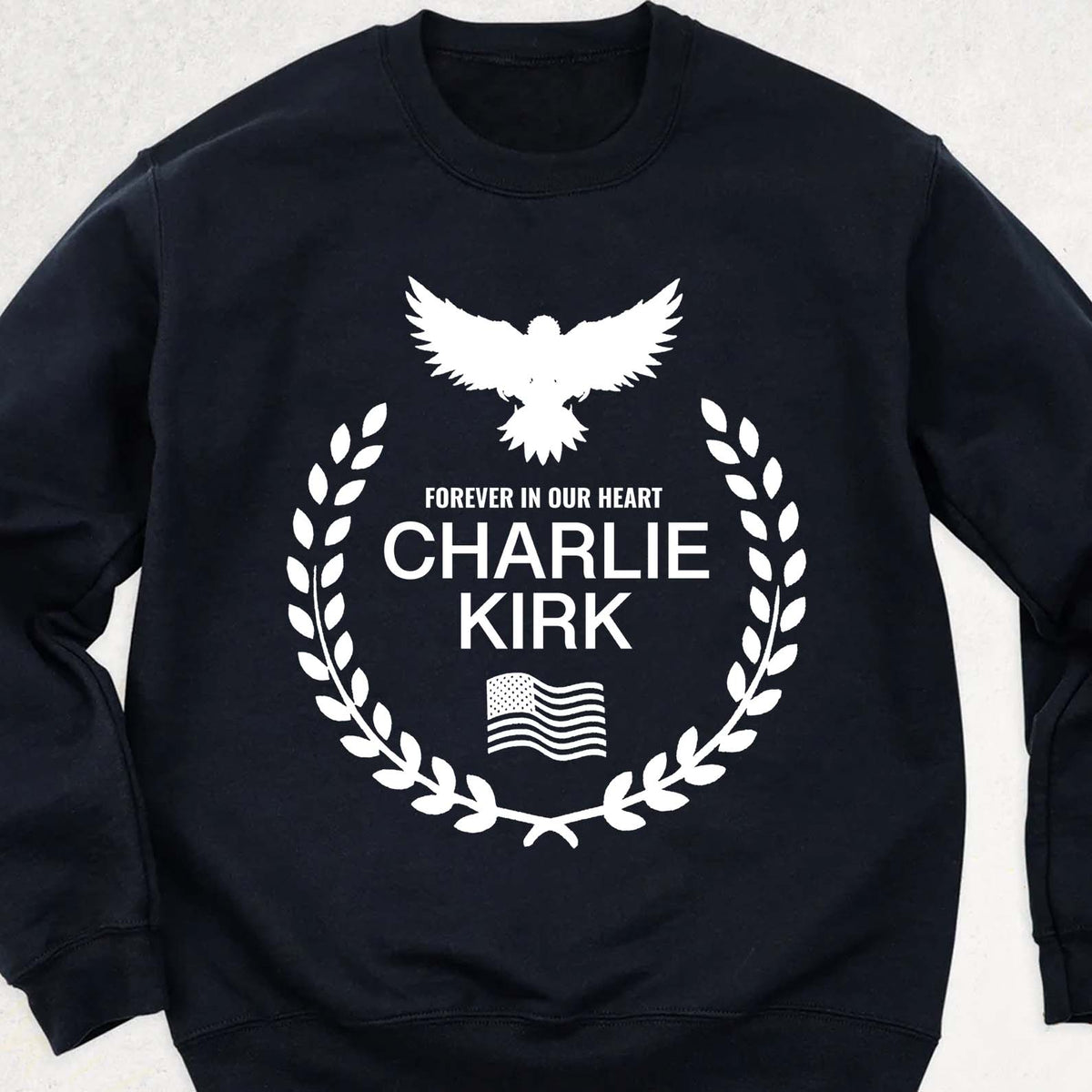 In Memory of Charlie Kirk Sweatshirt | Forever In Our Heart Memorial Sweater | Conservative Free Speech & Human Rights Pullover 682923