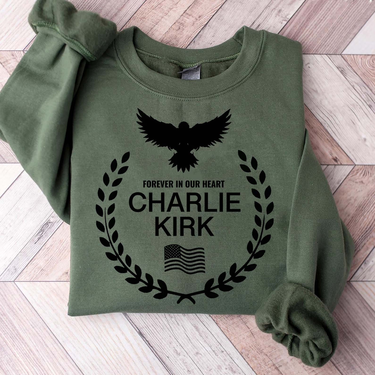 In Memory of Charlie Kirk Sweatshirt | Forever In Our Heart Memorial Sweater | Conservative Free Speech & Human Rights Pullover 682923
