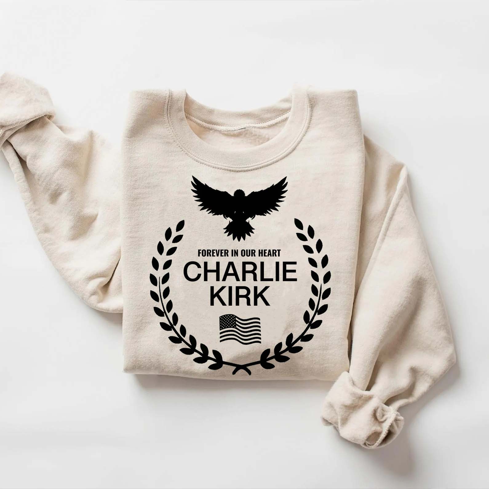 Charlie Kirk Memorial Sweatshirt | Forever In Our Heart Tribute Pullover | Conservative Free Speech Sweater | Human Rights Apparel 682923