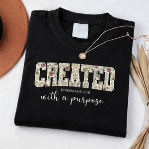 Created With a Purpose Easter Shirt | Ephesians 2:10 Christian Bible Verse Tee | Faith Floral Tee 684489 - WFD