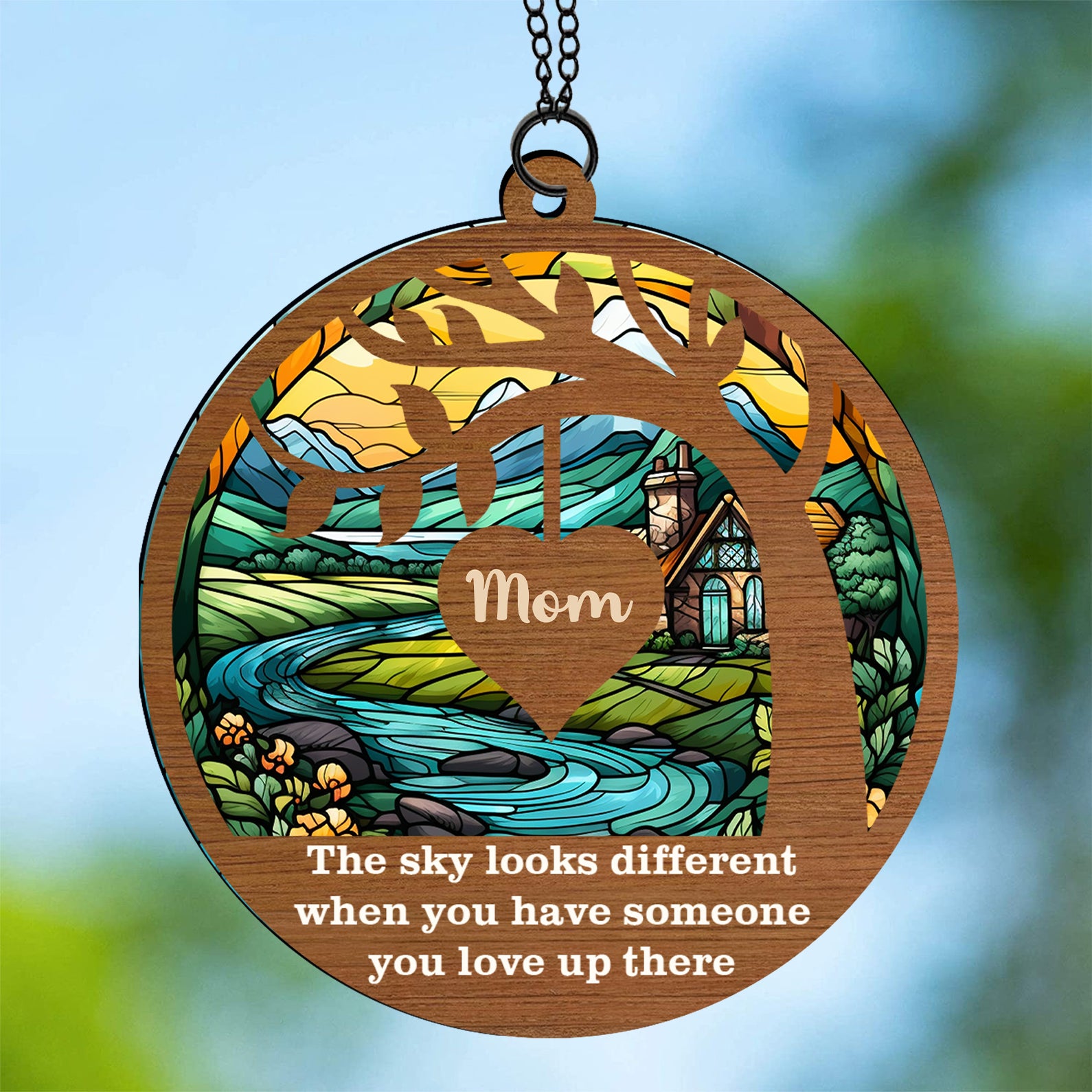 The Sky Looks Different When You Have Someone You Love Suncatcher Ornament, Custom Name Suncatchers, Gift For Family, Memorial Gift Ornament 682001