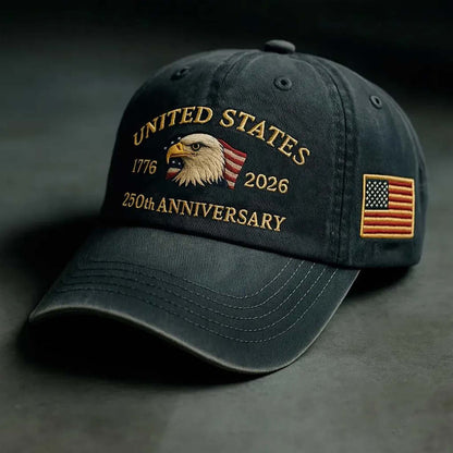 250 Years Anniversary Trucker Hat | 250th Anniversary Embroidered Trucker Hat | U.S. Tribute Retro Cap Hat BX25