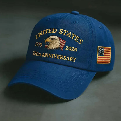 250 Years Anniversary Trucker Hat | 250th Anniversary Embroidered Trucker Hat | U.S. Tribute Retro Cap Hat BX25