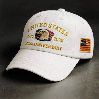 250 Years Anniversary Trucker Hat | 250th Anniversary Embroidered Trucker Hat | U.S. Tribute Retro Cap Hat BX25