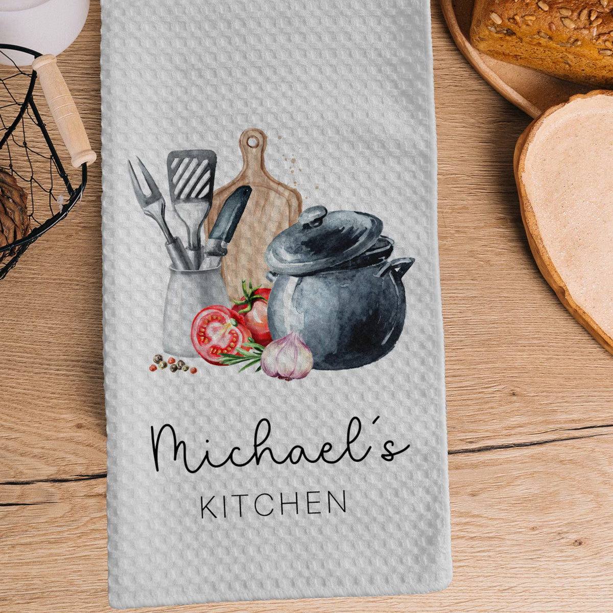 Personalized Waffle Weave Kitchen Towel, Cooking Utensils Tea Towel, Unique Housewarming & Mother’s Day Gift 686642 WFD