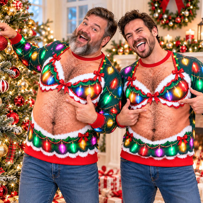 Funny Ugly Christmas Sweater, Festive Lights Sexy Bikini Graphic Sweatshirt 686975 WFD