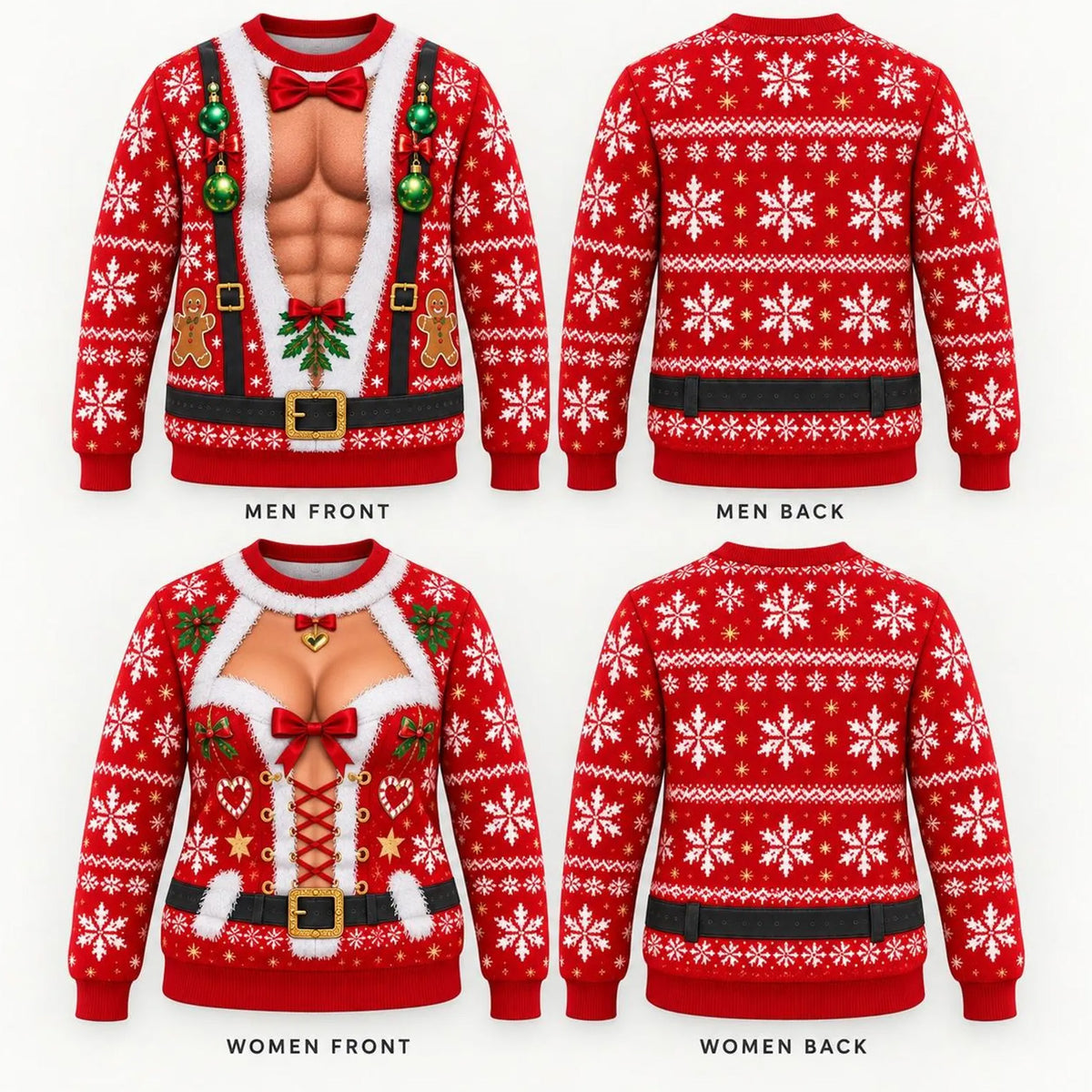 Funny Matching Ugly Christmas Sweater for Couples Naughty Xmas Sweatshirt 686868 WFD
