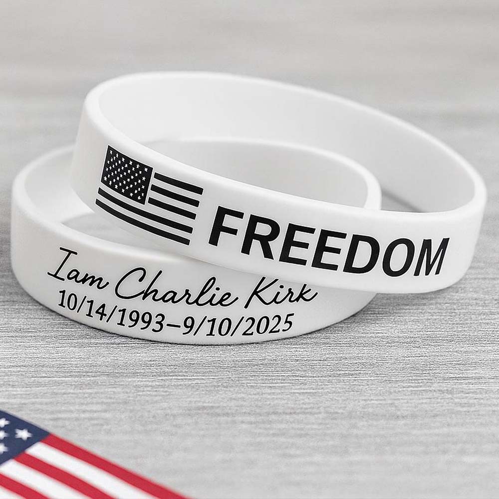FREEDOM Charlie Kirk Printed Silicone Bracelet | Justice Charlie Kirk Memorial Silicone Wristbands | Charlie Kirk Silicone Wristbands | Patriotic Bracelet 683134