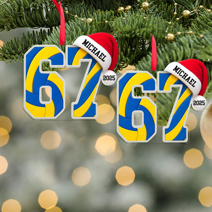 Custom Name 6 7 Volleyball Acrylic Ornament | Personalized Trending 6 7 Meme Sports Christmas Ornament 683656