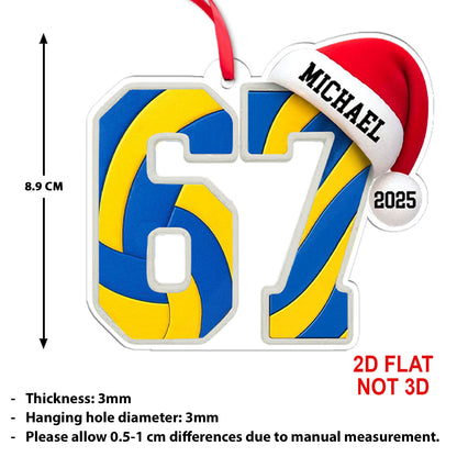 Custom Name 6 7 Volleyball Acrylic Ornament | Personalized Trending 6 7 Meme Sports Christmas Ornament 683656