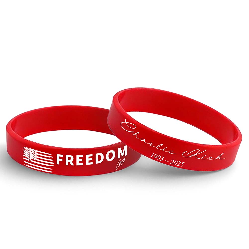 Charlie Kirk "FREEDOM" Printed Silicone Bracelet | Justice Charlie Kirk Memorial Silicone Wristbands | Charlie Kirk Signature Wristbands 683131