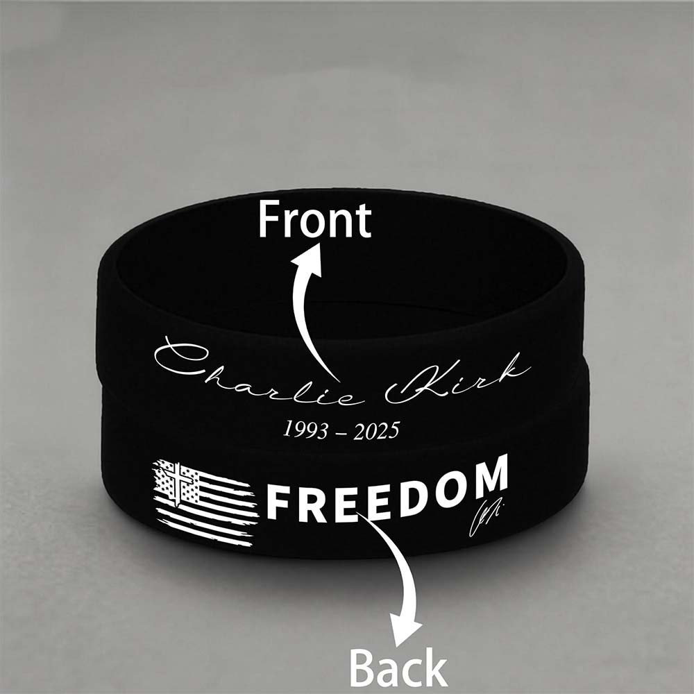 Charlie Kirk "FREEDOM" Printed Silicone Bracelet | Justice Charlie Kirk Memorial Silicone Wristbands | Charlie Kirk Signature Wristbands 683131