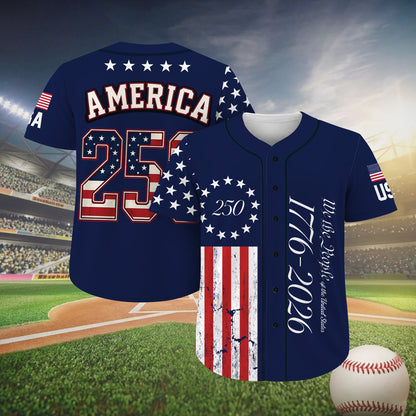 250 Years We The People Baseball Jersey, USA 1776-2026 Patriotic Anniversary Shirt 685172