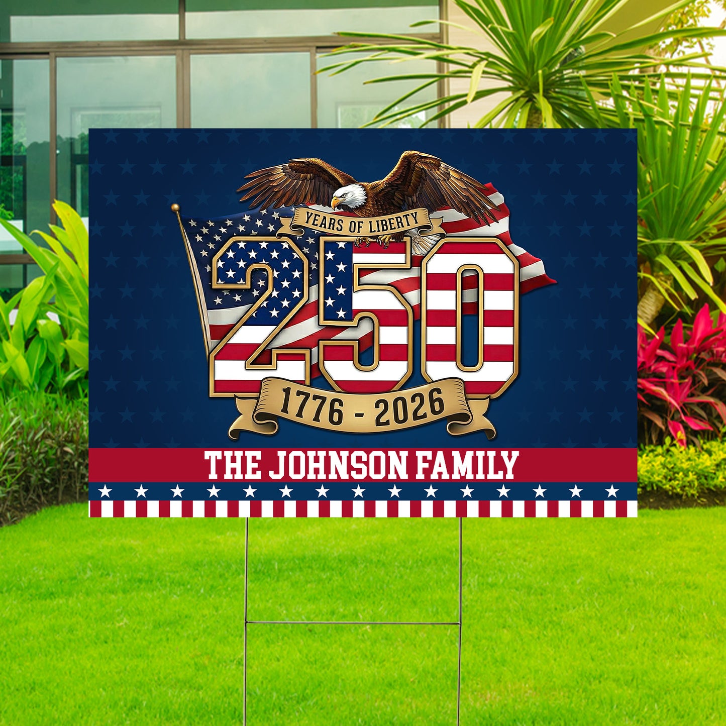 250 Years of Freedom Yard Sign 1776–2026 | Personalized Yard Sign | Custom Family Name Garden Decor 684338
