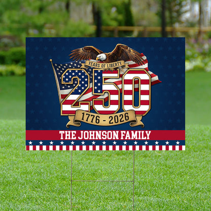 250 Years of Freedom Yard Sign 1776–2026 | Personalized Yard Sign | Custom Family Name Garden Decor 684338
