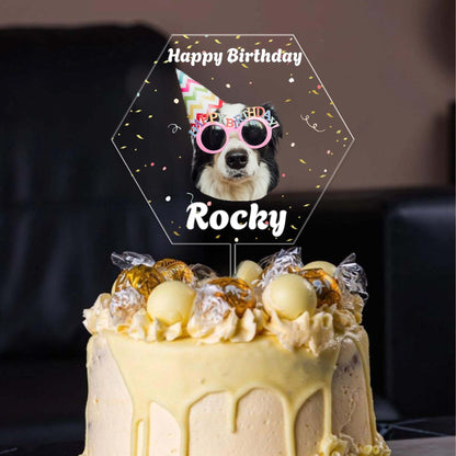 Custom Shape Acrylic Cake Topper | Personalized Gift For Family, Gift for Pet Lovers, Gift for Anniversary 683829