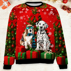 Custom Photo Christmas Pet Sweatshirt, Personalized Photo Ugly Sweater, Christmas All-Over-Printed Sweatshirt 682672