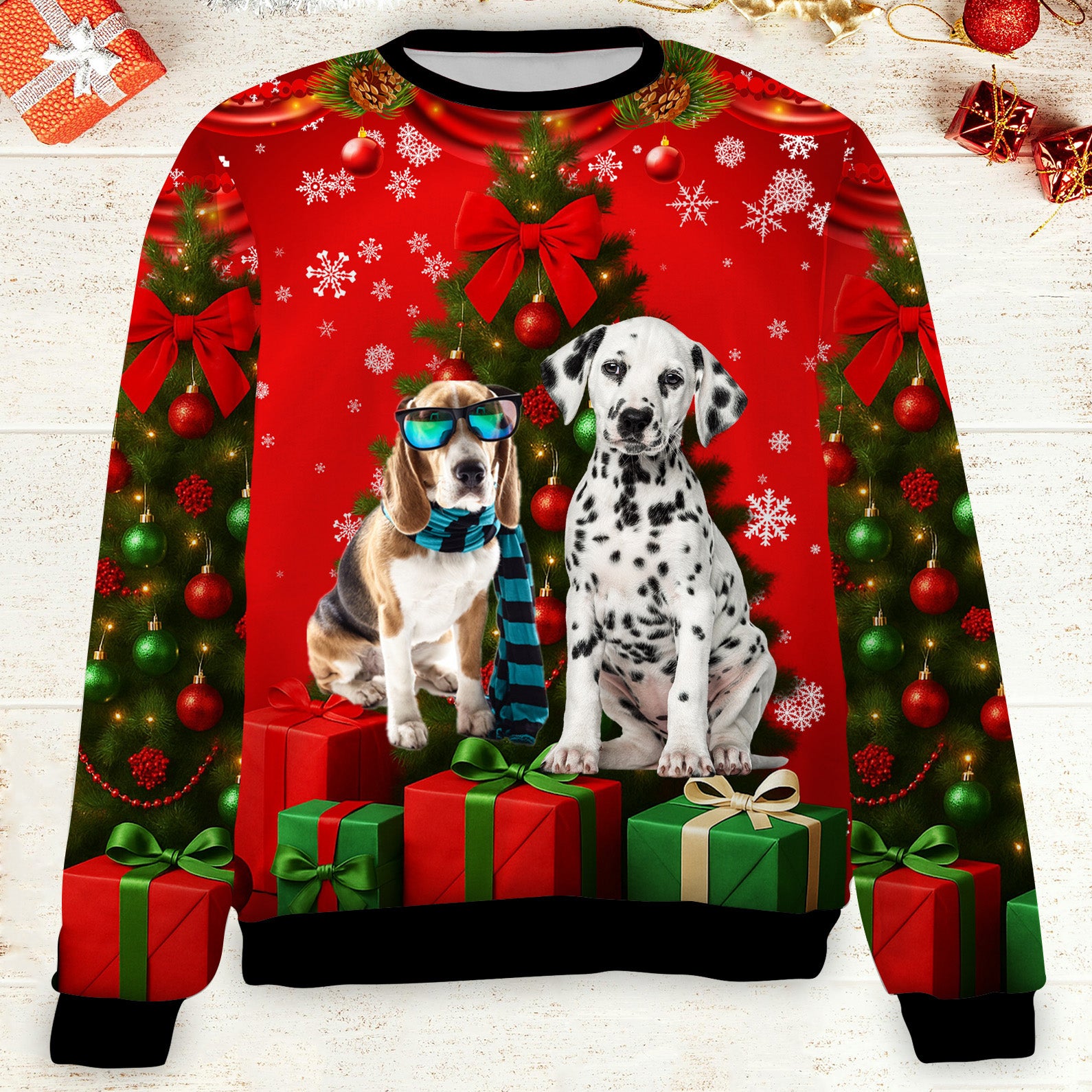 Custom Photo Christmas Pet Sweatshirt, Personalized Photo Ugly Sweater, Christmas All-Over-Printed Sweatshirt 682672