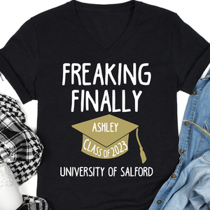 Freaking Finally 2024 Personalized Custom Graduation Shirt T556