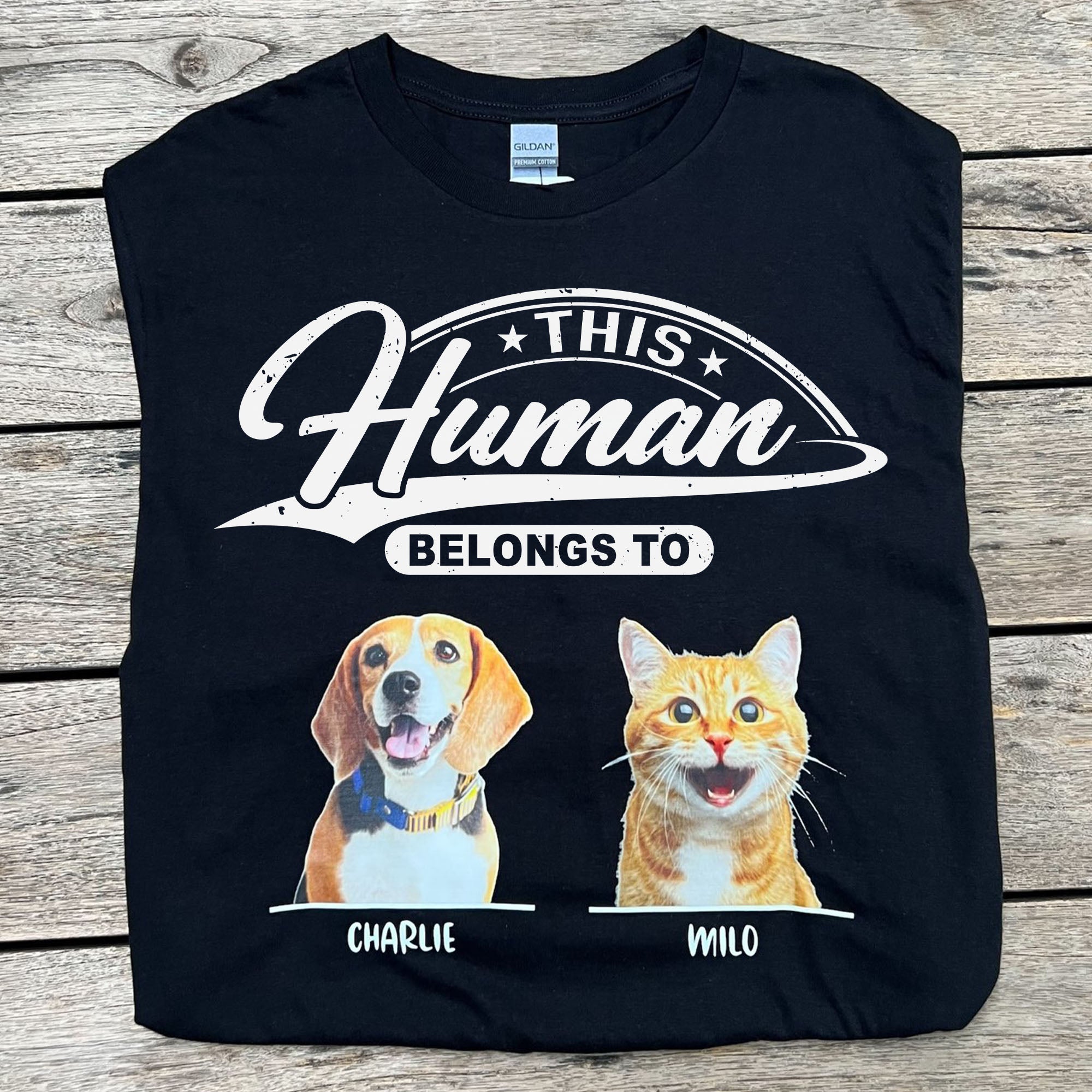 Human Belongs Dog Cat Personalized Custom Photo Shirt C673