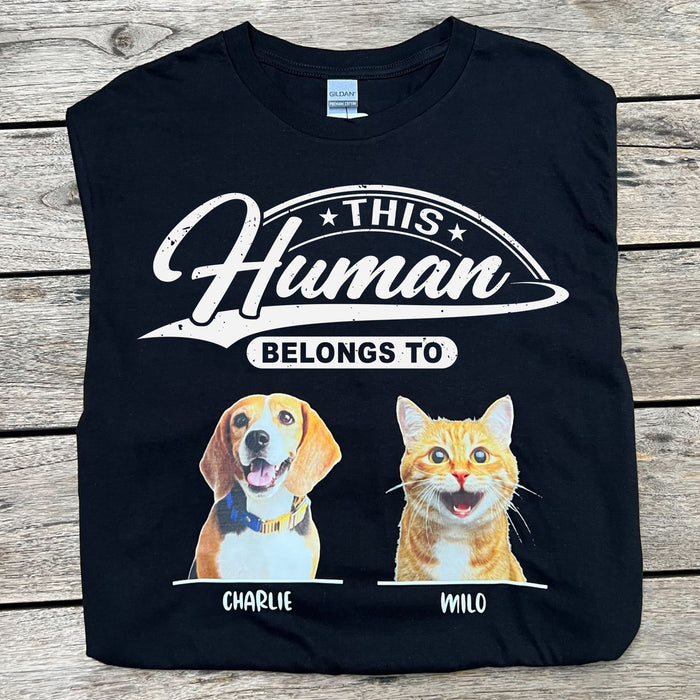Human Belongs Dog Cat Personalized Custom Photo Shirt C673