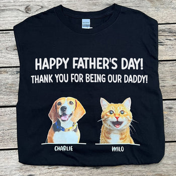 Personalized Custom Photo Dog Cat Dark Shirt Gift For Dad Mom C672