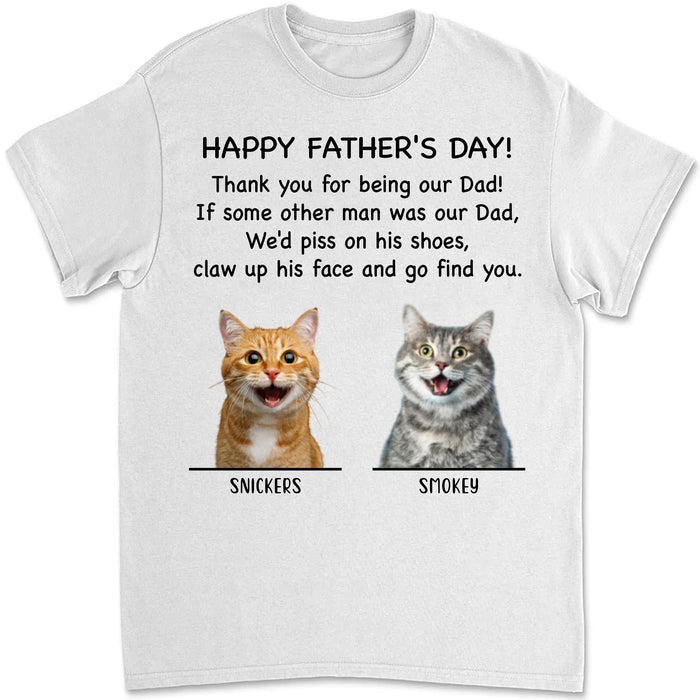 Thank You Being Dad Mom Cat Personalized Custom Photo Cat Dog Shirt