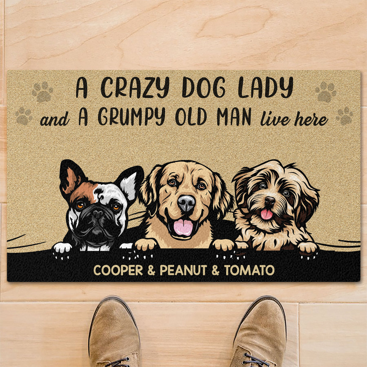 Crazy dogs live here doormat best sale