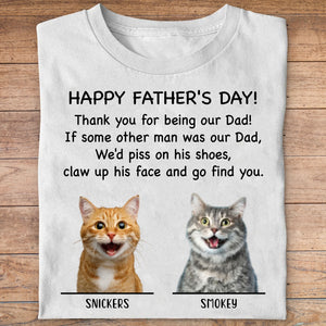 Thank You Being Dad Mom Cat Personalized Custom Photo Cat Dog Shirt