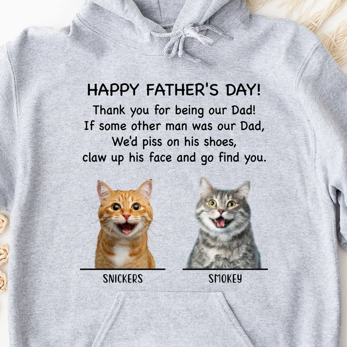 Thank You Being Dad Mom Cat Personalized Custom Photo Cat Dog Shirt
