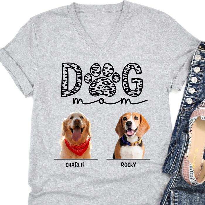 Dog Mom Personalized Custom Photo Dog Shirt T652