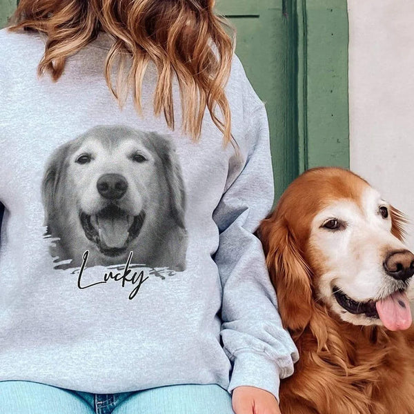 Custom Dog Portrait Embroidered Sweatshirt, Pet Lover Gift For Mother Day, Dog Mom Crewneck, Dachshund Lover Gift, Pet Loss Gift For Mama