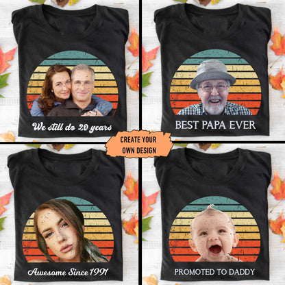 GeckoCustom Custom Vintage Retro Photo Shirt, Custom Face Shirt, Photo Print Shirt