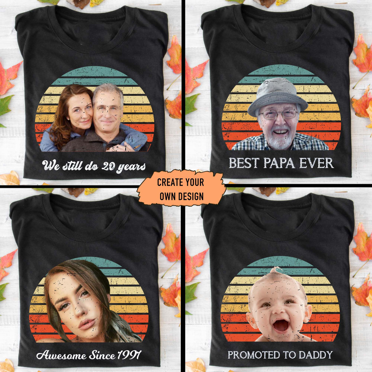 GeckoCustom Custom Vintage Retro Photo Shirt, Custom Face Shirt, Photo Print Shirt