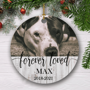 GeckoCustom Forever Loved Ornament, Personalized Gift For Dog, Personalized Pet Memorial Ornament, Memorial Gift SG02 Pack 2 - 20% OFF / 2.75" tall - 0.125" thick