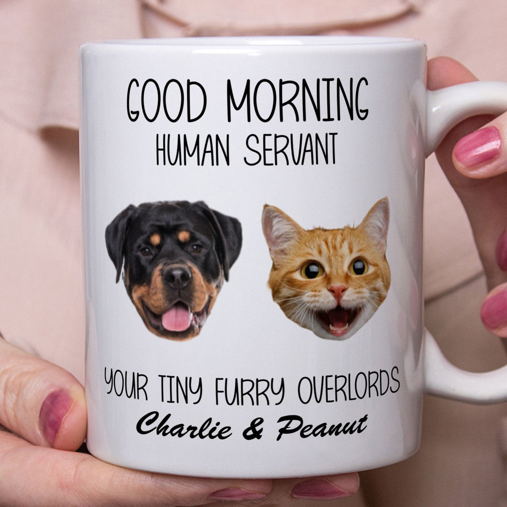 Good Morning Human Servant Personalized Custom Photo Dog Cat Head Mug C572