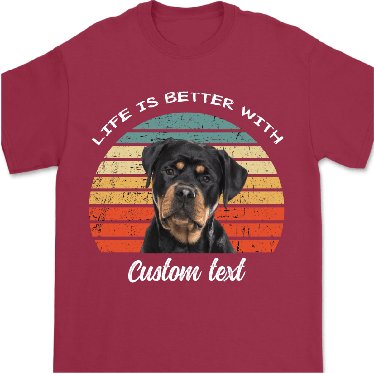 GeckoCustom Life Is Better, Custom Dog Photo Dark Color T Shirt, Personalized Gifts For Pet Lovers NGHS88 Unisex T-Shirt / Cardinal / S