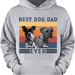 GeckoCustom Personalized Custom T Shirt, Vintage Retro Photo Custom, Best Dog Dad Ever, Gift For Dog Lover Pullover Hoodie / Sport Grey Colour / S