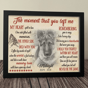 GeckoCustom Personalized Dog Cat Memorial Picture Frame The Moment That You Left Me, Dog Lover Gift 10"x8"