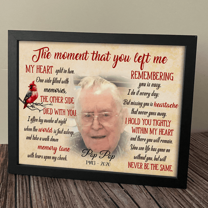 GeckoCustom Personalized Family Memorial Picture Frame The Moment That You Left Me, Memorial Gift Ideas 10"x8"